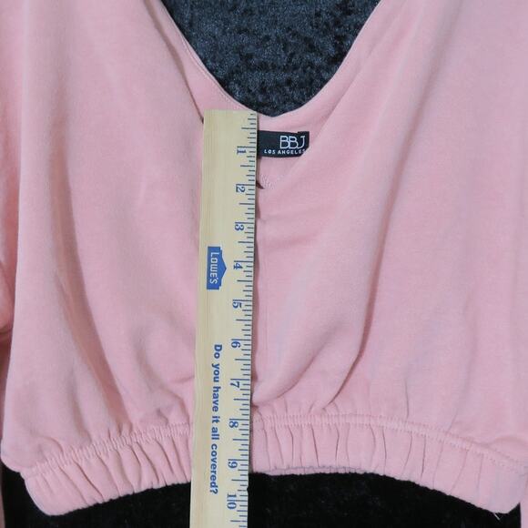 Long Sleeve Crop Top V neck athleisure activewear look SOFT Sz S BBJ Los Angeles - Picture 5 of 14